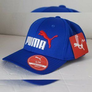 PUMA ORIGINAL BASKETBALL CAP MEN'S STRETCH FIT SIZE L/XL BLUE EMBROIDERED LOGO